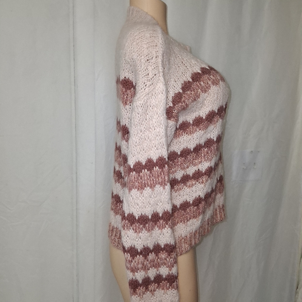 Elsamanda Chic Striped Women's Sweater in Pink and Cream Size M Made In Italy - Picture 14 of 16